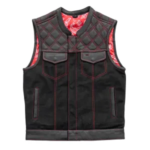 49/51 Wolf Pack - Men's Leather/Canvas Motorcycle Vest (Limited Edition)