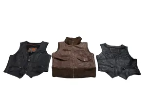 90s Vintage Leather Vests Mix - 14 pcs - 14/6/24