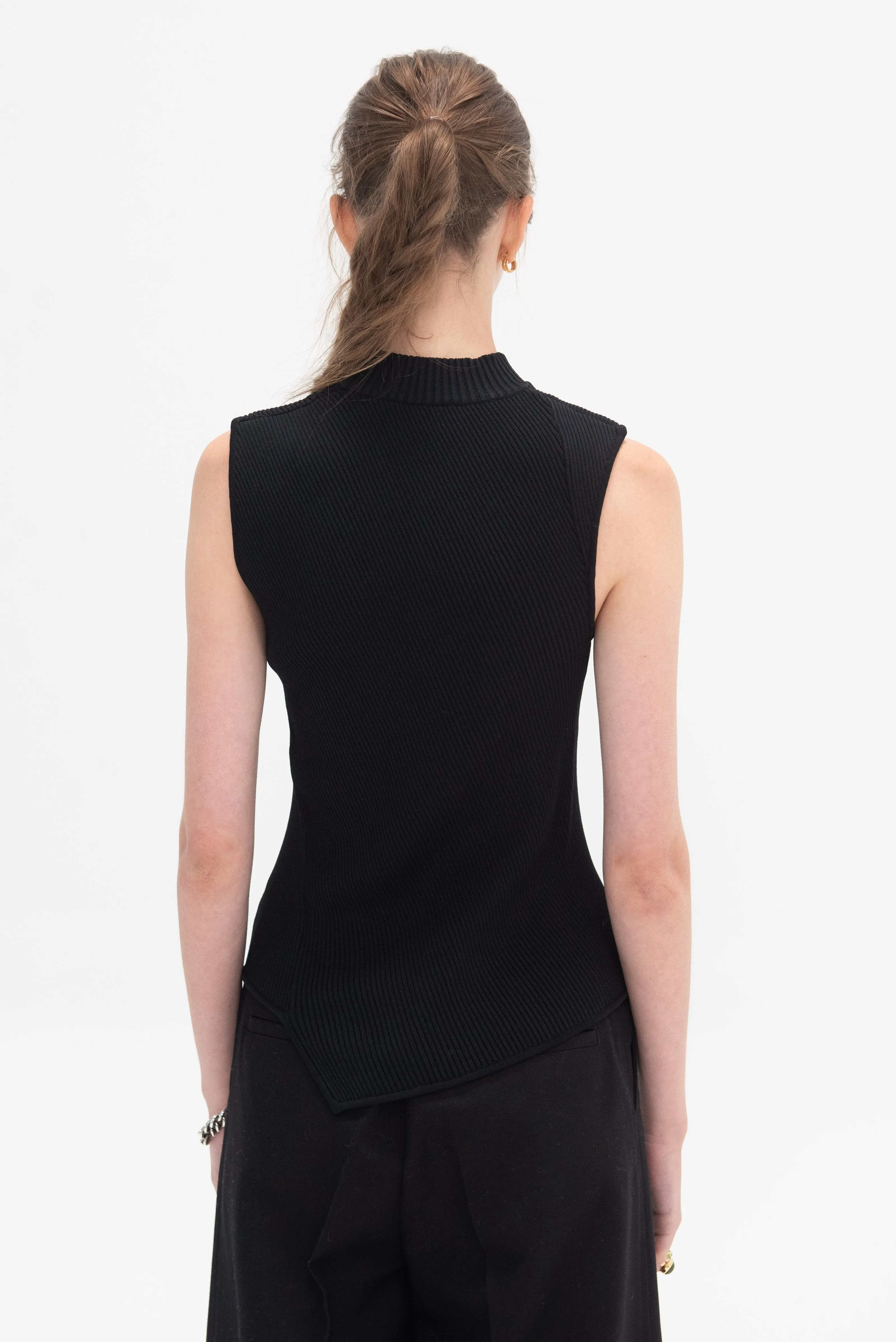 Asymmetric Knit Top, Black