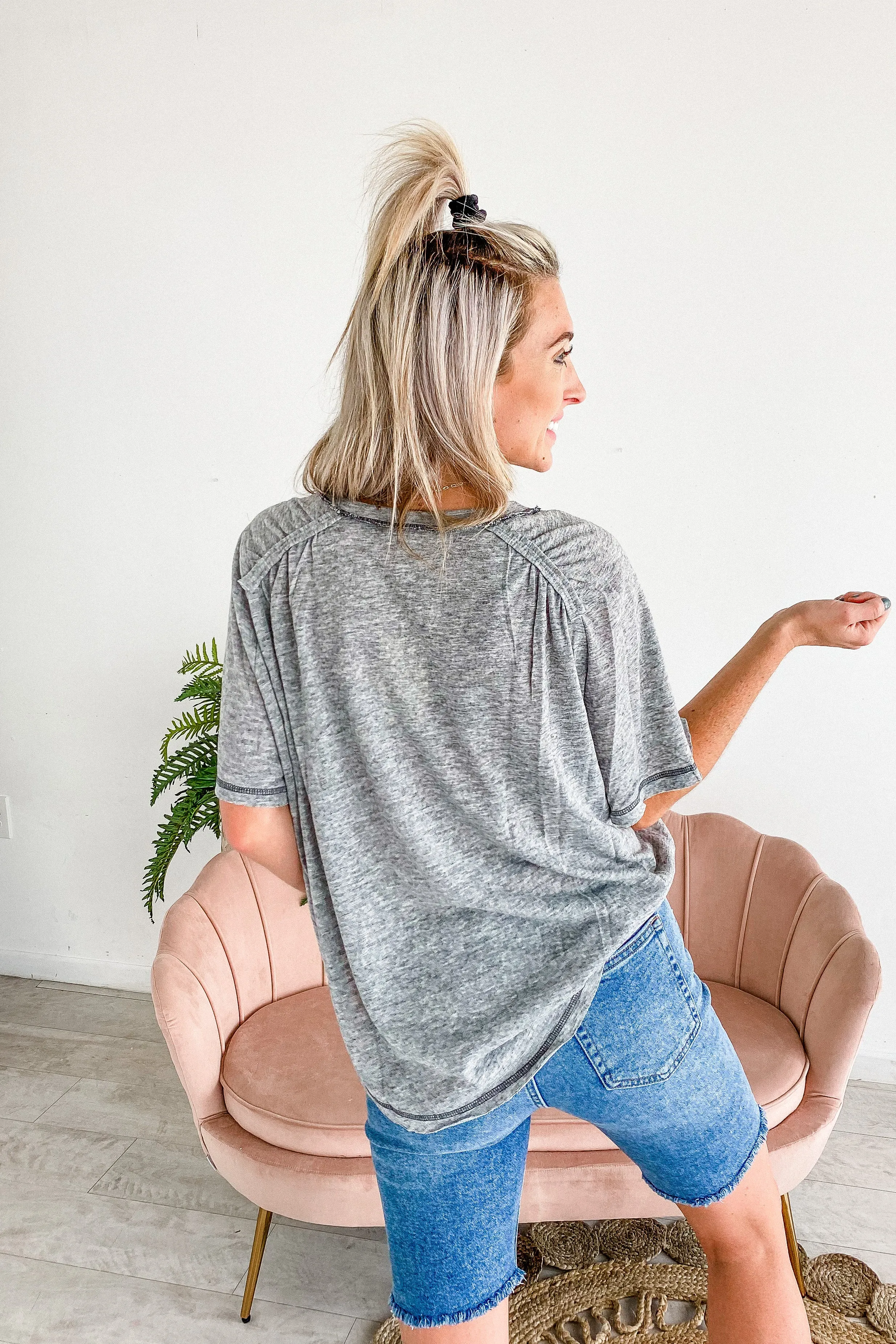 Camryn Grey Burnout Pocket Tee | FINAL SALE