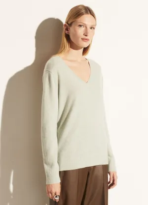 Cashmere Weekend V-Neck in Heather Mint Glass