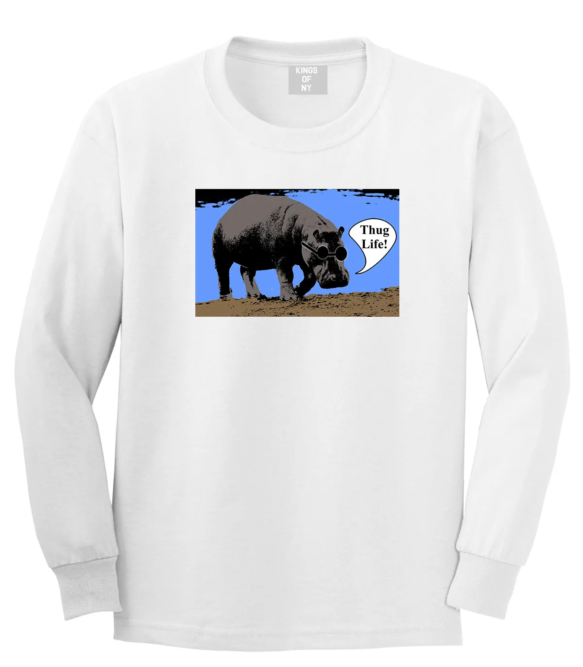 Cool Hippo Thug Life Funny Mens Long Sleeve T-Shirt