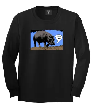 Cool Hippo Thug Life Funny Mens Long Sleeve T-Shirt