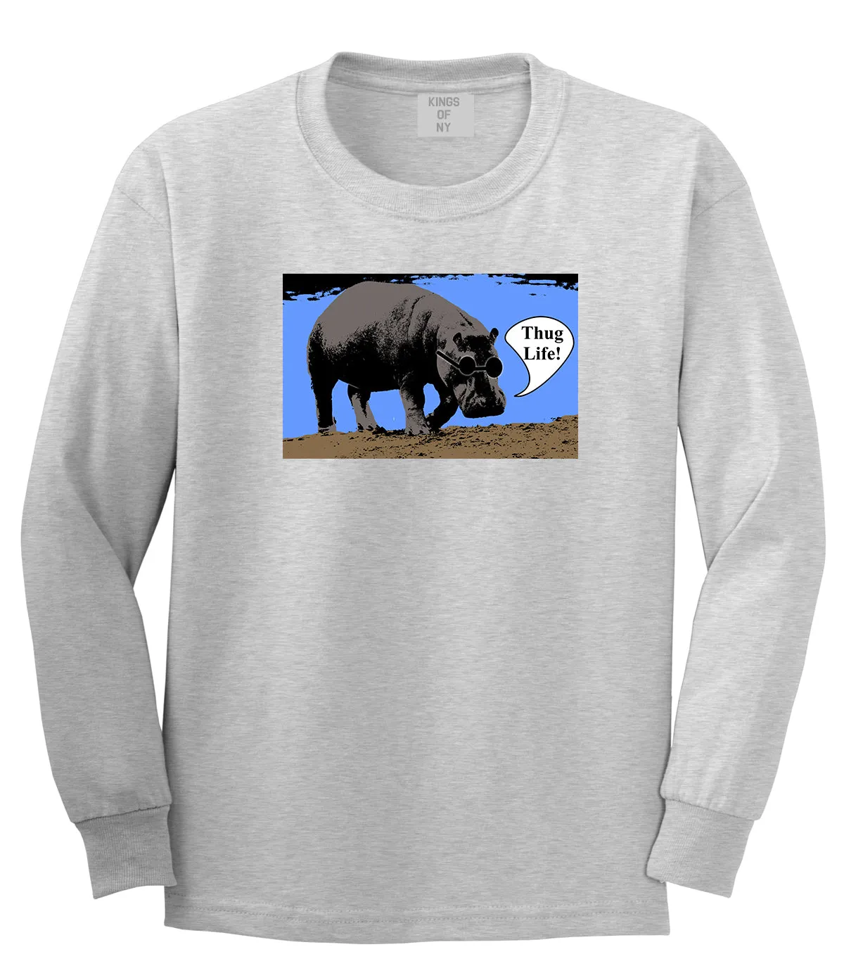 Cool Hippo Thug Life Funny Mens Long Sleeve T-Shirt