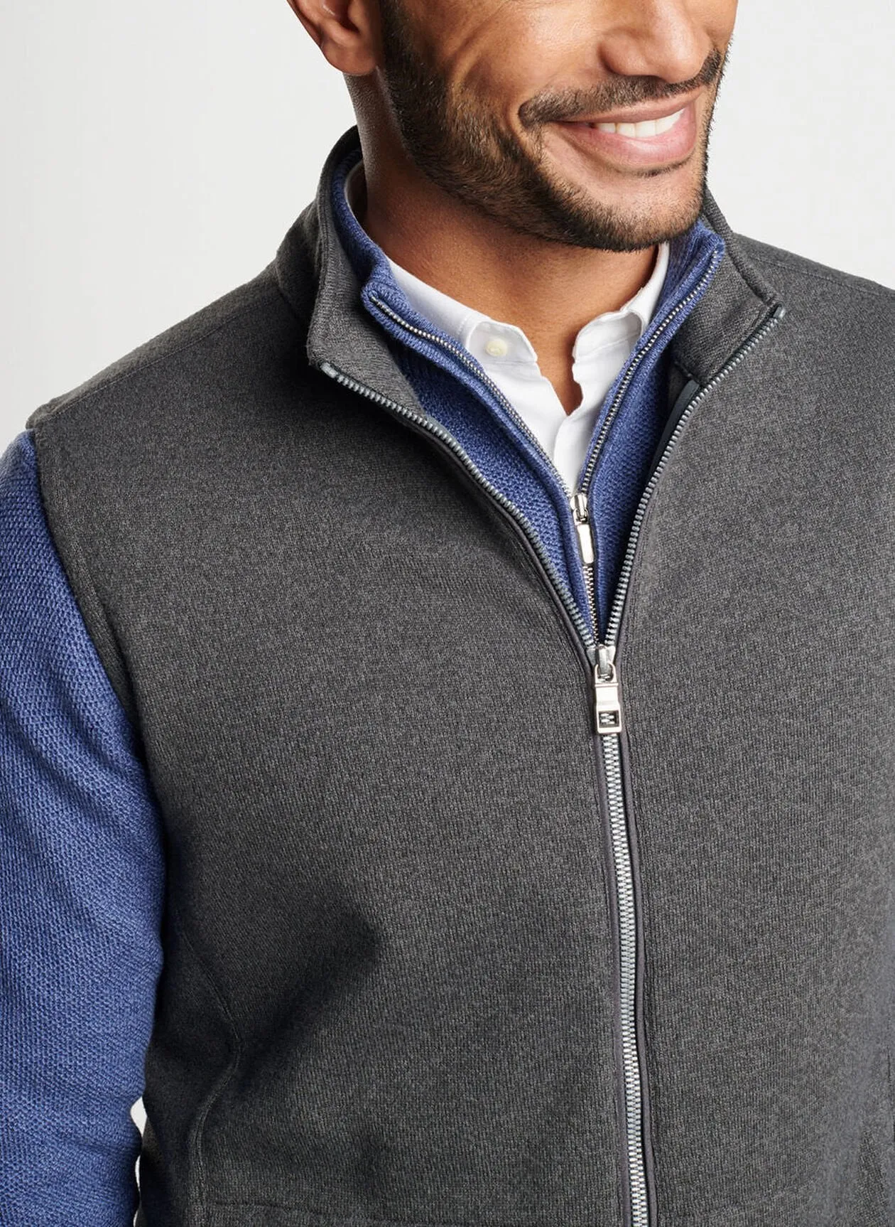 Crown Sweater Fleece Vest in Iron by Peter Millar