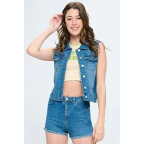 Denim Vest - Cropped & Distressed - #1686-1689