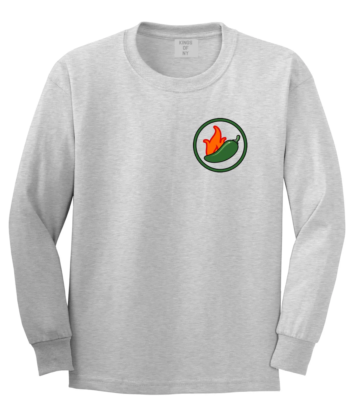 Jalapeno Hot Pepper Chest Mens Long Sleeve T-Shirt