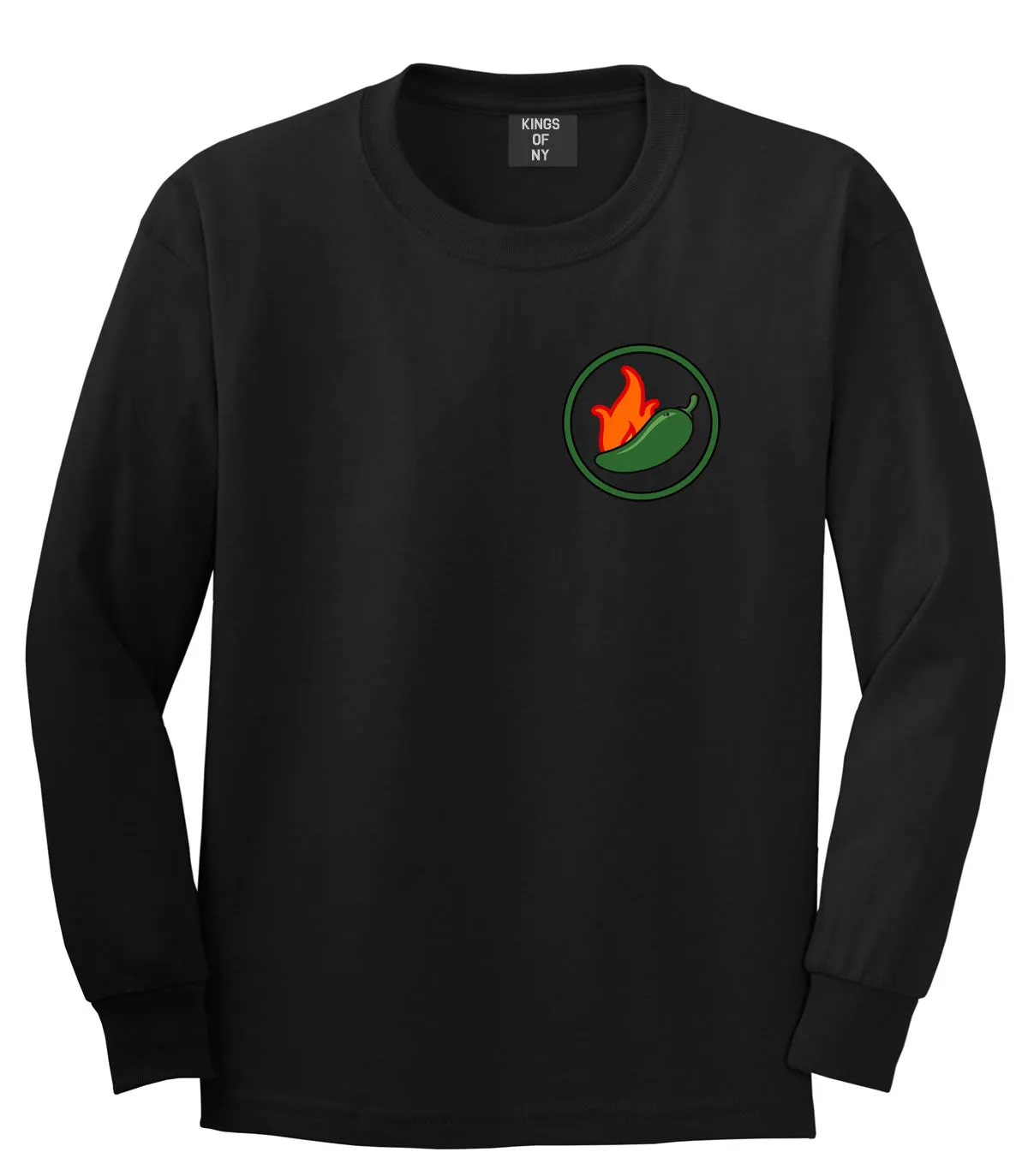 Jalapeno Hot Pepper Chest Mens Long Sleeve T-Shirt