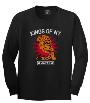 Japanese Tiger Rising Sun Mens Long Sleeve T-Shirt