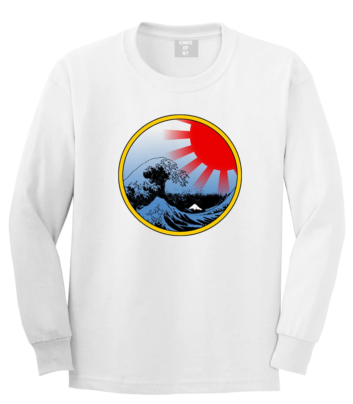 Japanese Wave Print Mens Long Sleeve T-Shirt