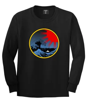 Japanese Wave Print Mens Long Sleeve T-Shirt