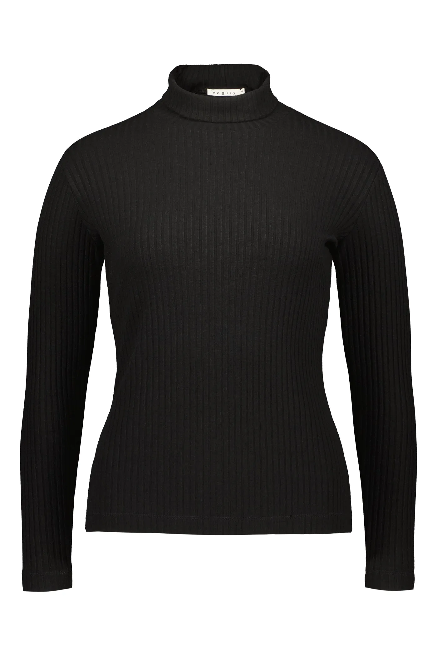 Kati Ribbed High Neck Top Black