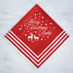 Merry Christmas Baby Striped Napkins