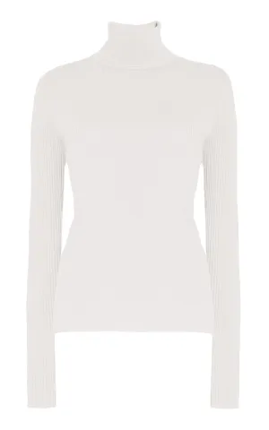 Peppe Knit Turtleneck in Ivory Cashmere Silk