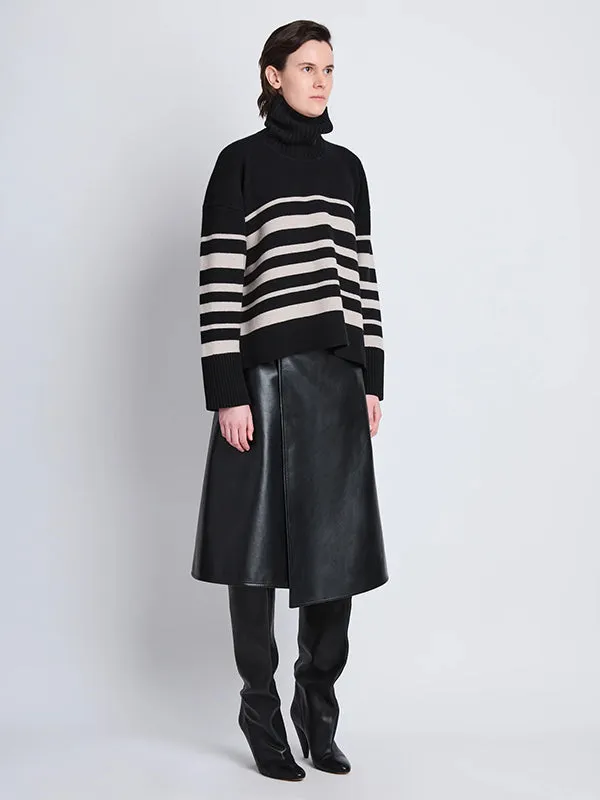 Sandra Turtleneck In Black Striped Cashmere