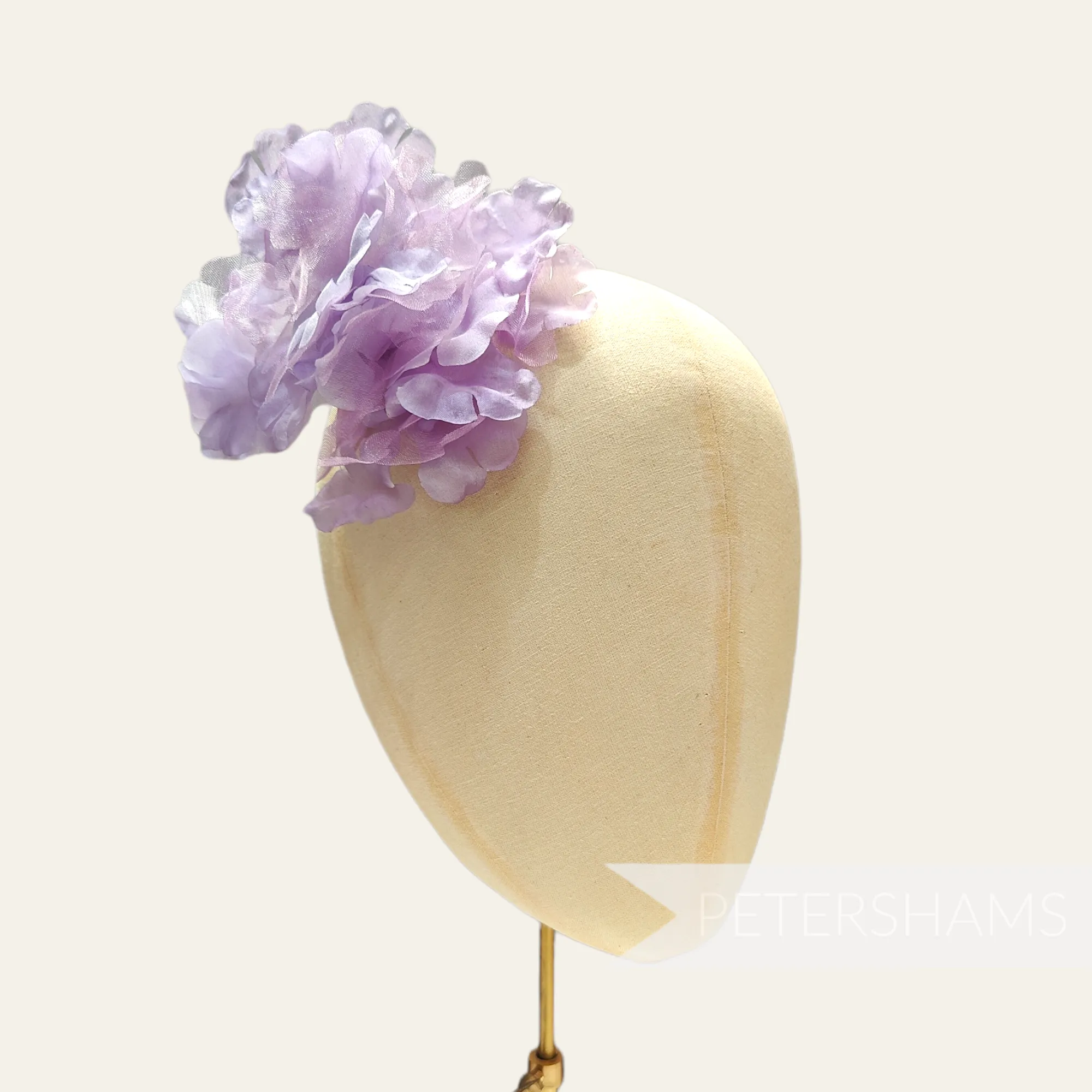 'Stacey' Silk and Organza Hydrangea Millinery Flower Hat Mount