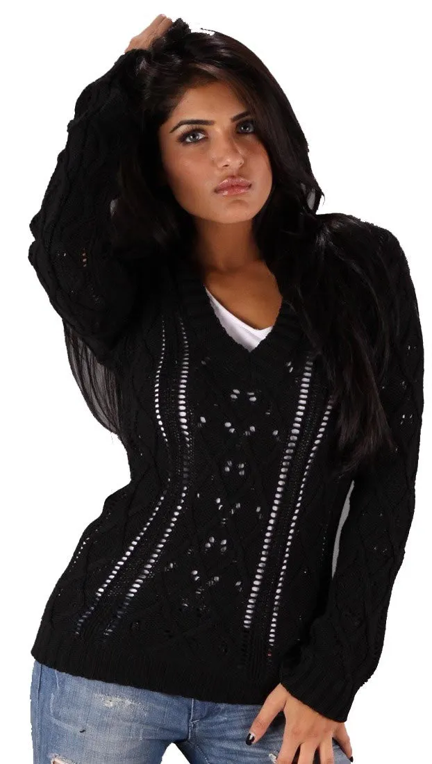 Sweet Romeo V-Neck Sweater in Black