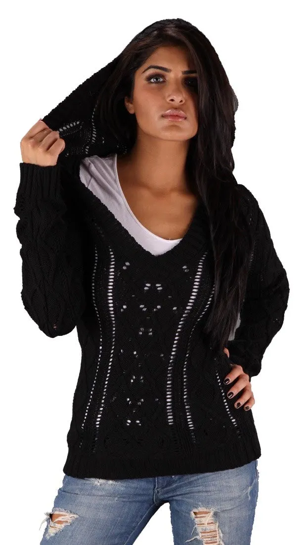 Sweet Romeo V-Neck Sweater in Black