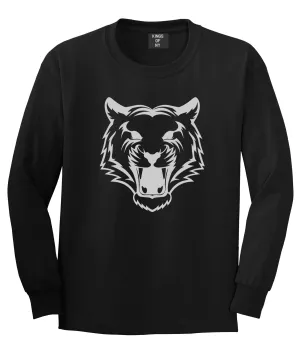 Tiger Face Outline Mens Long Sleeve T-Shirt