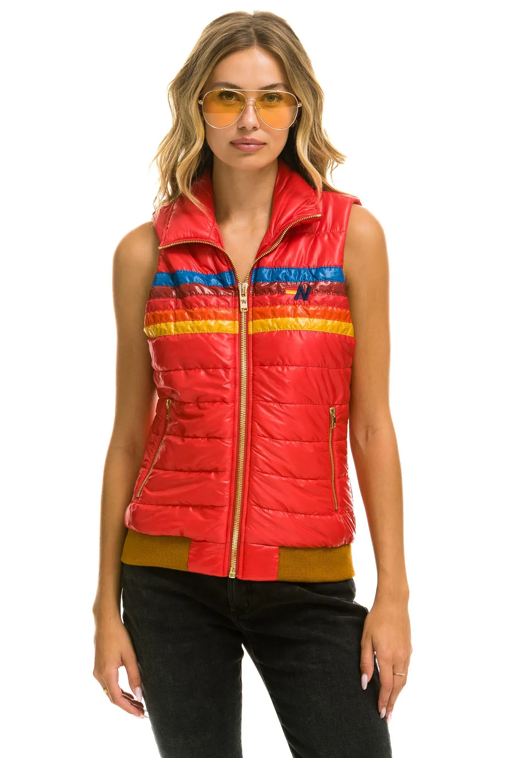 WOMEN'S 5 STRIPE VEST - GLOSSY CHERRY