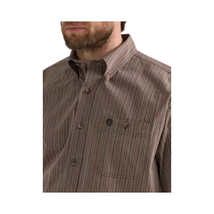 Wrangler Men's George Strait  Brown Stripe Shirt